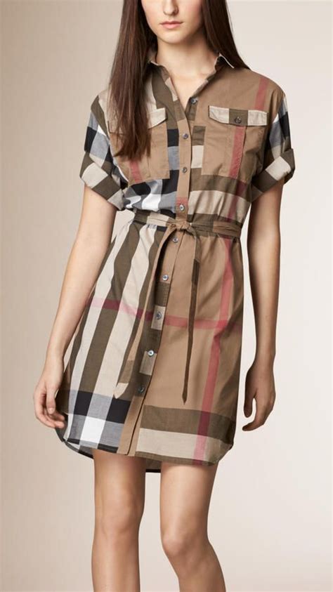 burberry brit check print shirt dress|Burberry Check cotton poplin shirt.